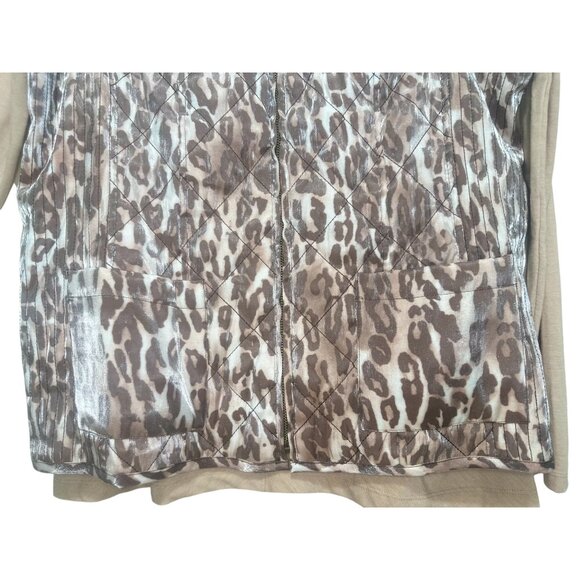 Chicos Leopard Print Puffer Vest with top Womens Large Quilted Classic Preppy - Picture 11 of 16